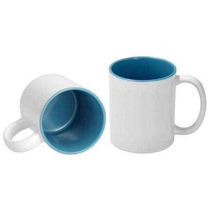 Witte mok met blauwe binnenkant – personaliseerbaar met eigen foto of ontwerp bij Stickerfun