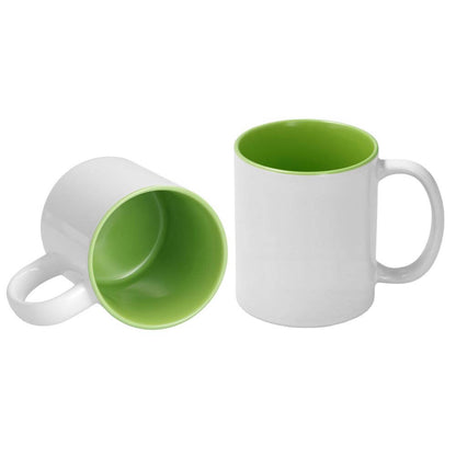 Witte mok met lichtgroene binnenkant – personaliseerbaar met eigen foto of ontwerp bij Stickerfun