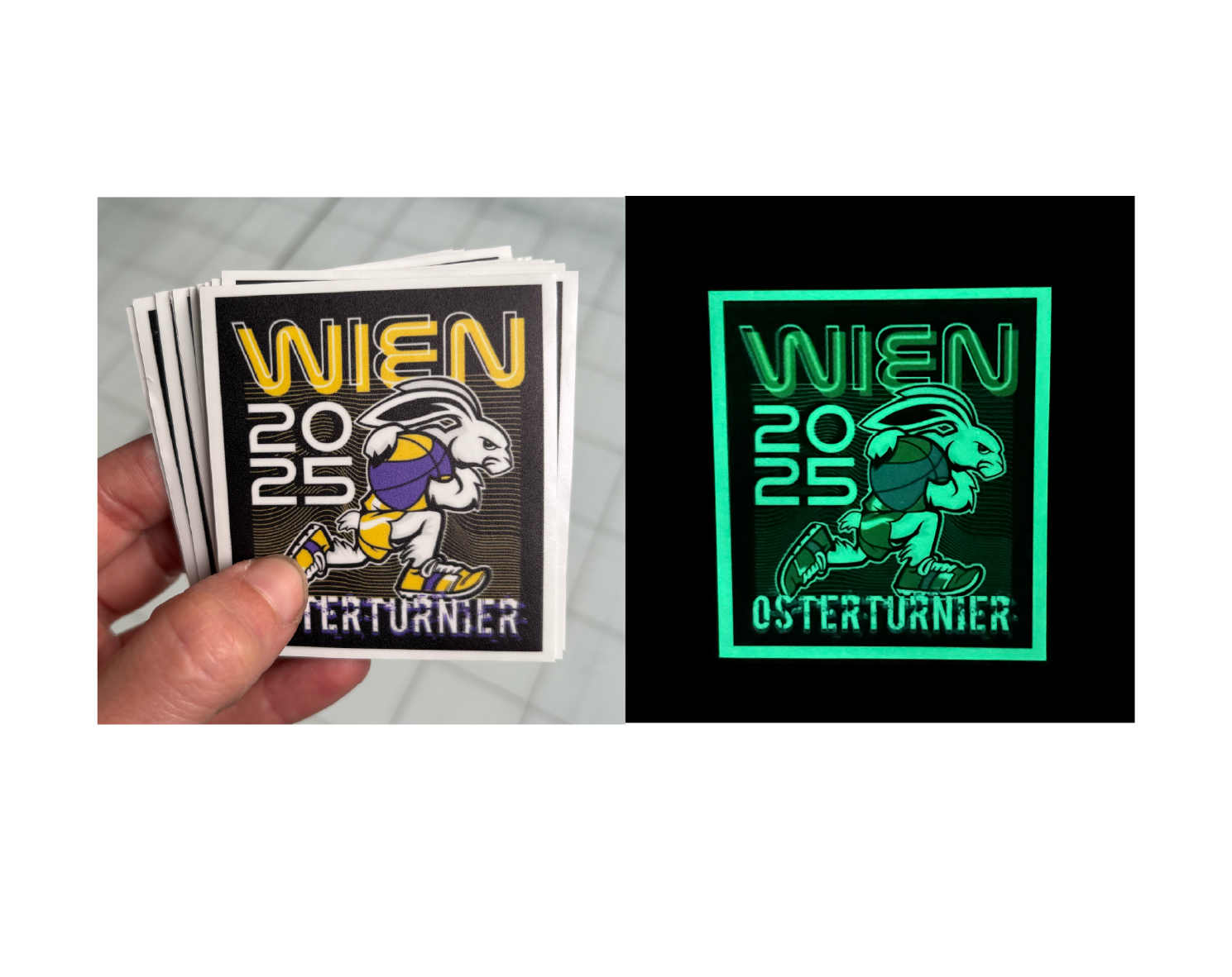 Zelfklevende glow stickers die zichtbaar blijven in het donker
